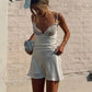 Deep V Neck Backless Sundresses for Woman Summer Sexy Satin White Slip Dress