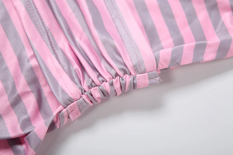 Striped print backless Dress Women Sexy Halter Low-Neck Bandages Patchwork Ribbon Sleeveless Trend Party Club Bodycon