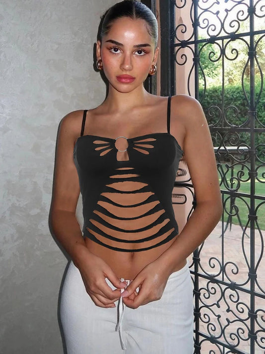 Stylish Camisole Women Cirque Butterfly Hollow Summer Trend Skinny Wild Vacation Hipster Streetwear Slim Vest