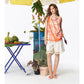 Women's Grid Fruit Cake Print Sleeveless Cami Top, Asymmetrical Hem Loose Chiffon Tank for Daily