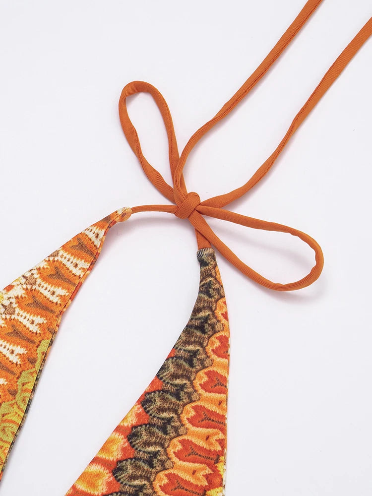 Sexy 2 Piece Set Women Colorful Striped Halter Backless Tank Top+Shirring Shorts Matching Beach Vacation Clubwear