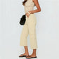 Women Solid Cargo Capri Pants Low Waist Multi Pockets Loose Wide Leg Cropped Trousers Y2K Summer Streetwear Pants