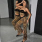 Leopard Print Pantsuit Womens Club Outfit Summer 2025 Two Piece Set  Lace Trim Cami Top and Flare Pants