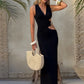 Side Cutout V Neck Sleeveless Long Dresses Black White Elegant Dresses Woman 2025 Luxury Party Gowns