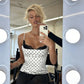 White Polka Dot Corset Top with Black Lace Trim 2026 Summer Clothes for Women Sexy Tanks Camis