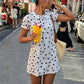 Cute Ruffle Collar Polka Dot/Striped Dress Women's Short Puff Sleeve Loose A-Line Casual Mini Sundress Summer Streetwear