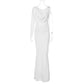 Elegant Backless Sexy Maxi Dress For Women Robe Spring New V Neck One Sleeve Lace-up Party Long Dress Vestido