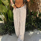 Textured Sheer Beach Trousers Casual Drawstring Baggy Wide Leg Pants for Woman Vacation Outfits