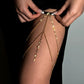 Boho Elastic Band Bandage Leg Thigh Chain for Women Bikini Sexy Tassel Multilayer Adjustable Garter Belt Rhinestone Body Jewelry