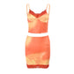 Sexy Colorful 2 Piece Set Women Summer Mesh Patchwork Chest Wrap Backless Tank Tops+Hottie Party Skirts Stretch Suits