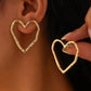 Punk Creative Hollow Out Love Heart Stud Earrings for Women Wed Bridal Lovely Gold Color Piercing Earrings Wed Jewelry