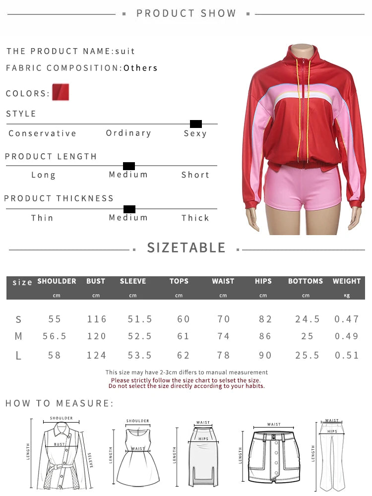 Sporty 2 Piece Set Women Hipster Zip Drawstring Crop Jacket+Shorts Matching Casual Street Skinny Stretch Tracksuit