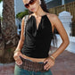 Backless Halter Tops for Woman Sexy Summer Clothes 2026 Solid Color Low Cut Tanks Top Camis