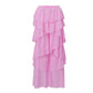 Tiered Ruffle Sheer Chiffon Wide Leg Pants Women Beach Bikini Cover Up Drawstring Waist Casual Vacation Trousers