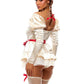 Women Doll Cosplay Costume Satin Puff Long Sleeve Mini Dress Red Flower Belt Ruffle Tulle Skirt Party Dress