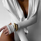 Sexy Classic Bodysuit Women Swing Collar Deep V-Neck Full Sleeve Hottie Wild Elegant Stretch Skinny Street Clubwear