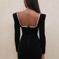 Long Sleeve Sexy Deep V Neck Wired Diamante Crystal Padded Should Bodycon Outfits Women Winter Velvet Party Dress
