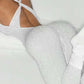 Cross Knot Bandage Design Yoga Jumpsuit Woman Leopard Print Low-Neck Sleeveless Skinny Wrap Hip Sporty Style Overalls