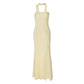 Strapless Backless Side Split Maxi Dress Yellow Elegant Summer Wedding Guest Dresses Woman