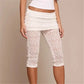 Women Lace Cropped Leggings with Skirt Overlay See Through Mesh Capri Pants High Waist Ruched Summer Casual Streetwear