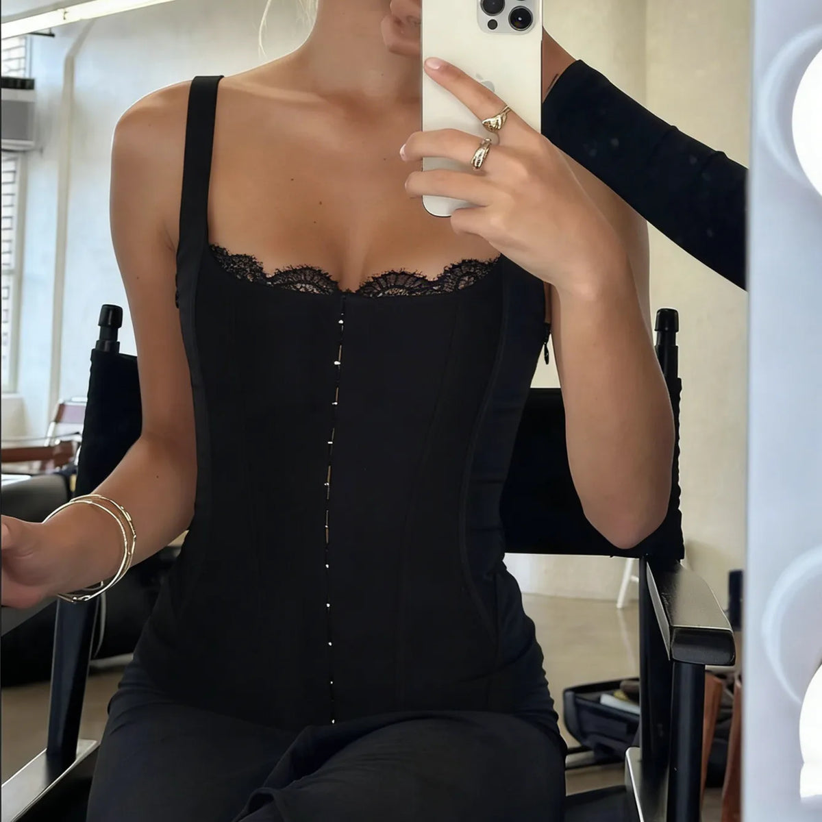Womens Corset Bustier Top Square Neck Lace Trim Hook And Eye Closure Sleeveless Bodycon Slim Fit Camisole Party Clubwear
