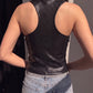 Snake Leather Tank Top Women Sexy Hottie Low-Neck Fashion Trend Midnight Party Club Streetwear Music Festival Vest