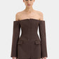 Off-shoulder Strapless Sexy Blazer Dress For Women Fashion Solid Zipper Two Pocket Long Sleeve Backless Mini Dress