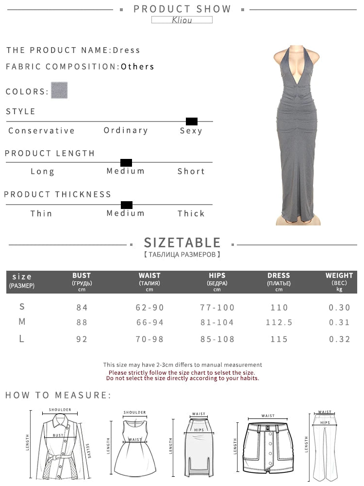 Sleeveless Halter Ruched Maxi Dress Women Sexy Elegant Deep V-neck Lace Up Backless Bodycon Solid Robe Partywear Vestido