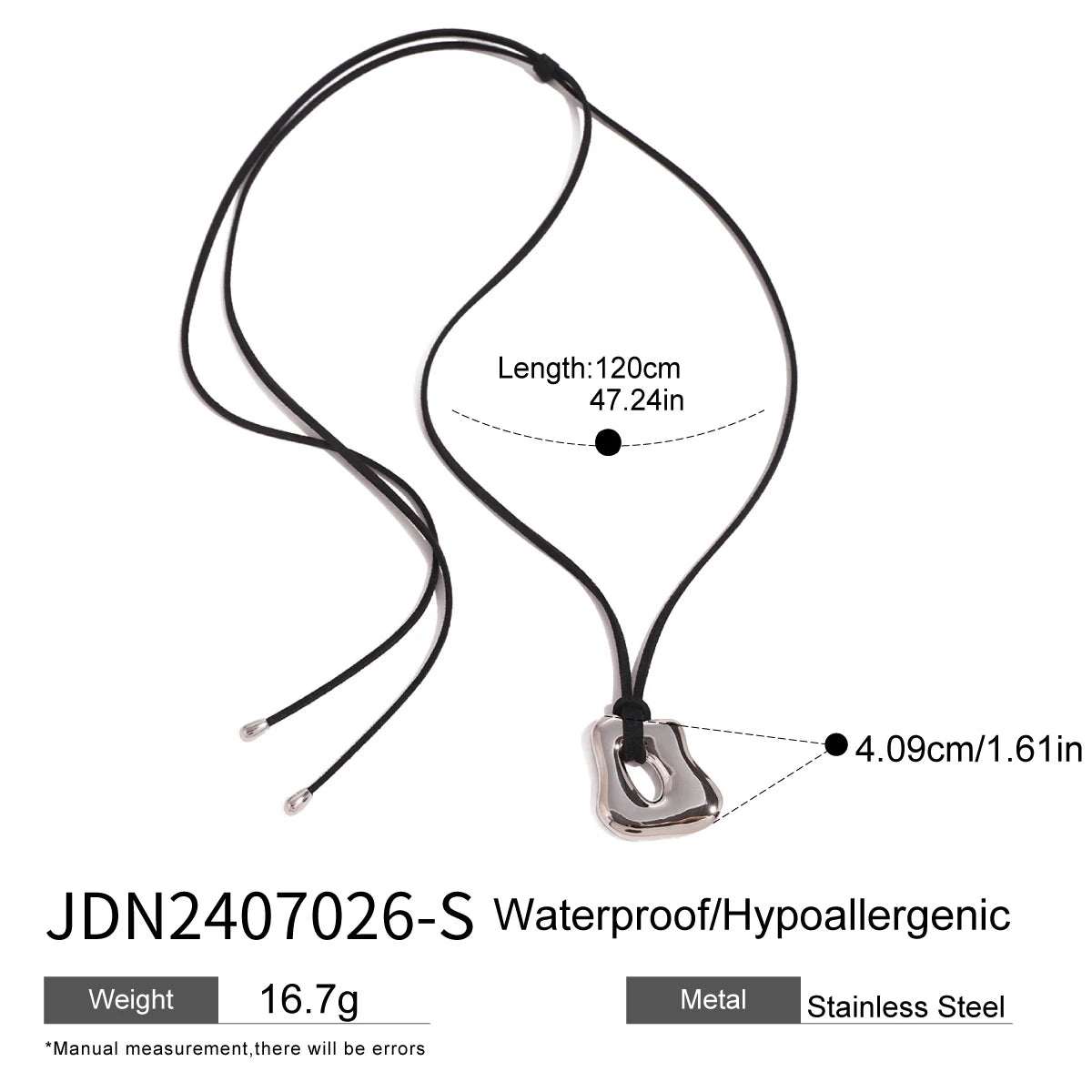 Trendy Stainless Steel Waterproof Irregular Geometric Metal Wax Rope Necklace Gold Silver For Women Jewelry Gift