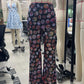 Rave Outfit for Women Mesh Sheer Flare Leg Bottom Pants Y2k Fold Waist See Through Festival Dance Clubwear