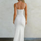 Polka Dot Spaghetti Strap Sexy Maxi Dress Women Gown Elegant White V Neck Sleeveless Backless Bodycon Club Long Dress