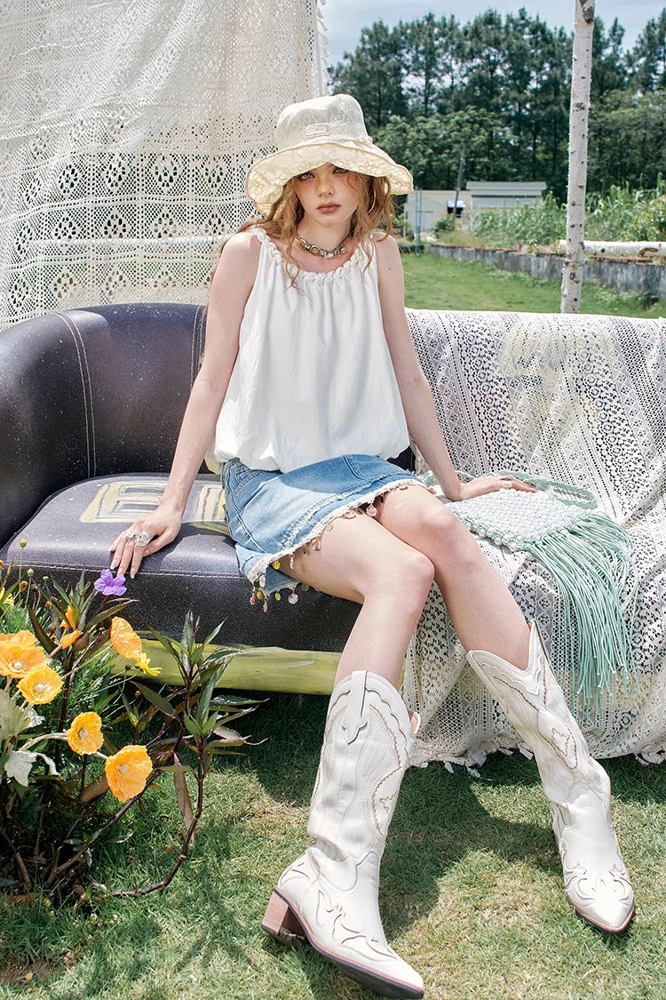 2025 Summer New Arrivals Lace Beige Big Brimmed Hat For Women