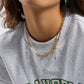Y2K Patchwork Chain Design Stainless Steel Necklace Paperclip + Glossy Pentagram Cross with Zirconia Pendant Necklace