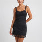 Vintage Y2K Women Floral Lace Bodycon Mini Dress Ruffle Trim Spaghetti Strap V Neck Sleeveless Club Night Short Dress