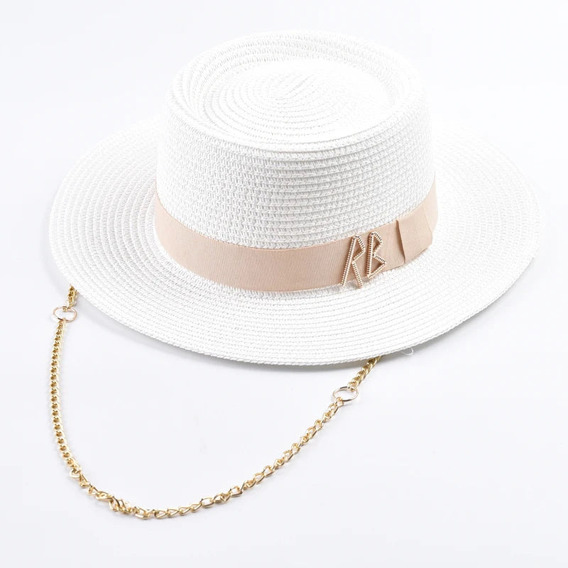 Straw Hats for Women Ribbon Decoration Elegant Ladies Party Dress Hats Travel Beach Sun Hat Chapeau Femme