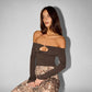 Off The Shoulder Hollow Long Sleeve Tops Brown Black Fitted T Shirts Fashion 2026 Woman Fall Clothes