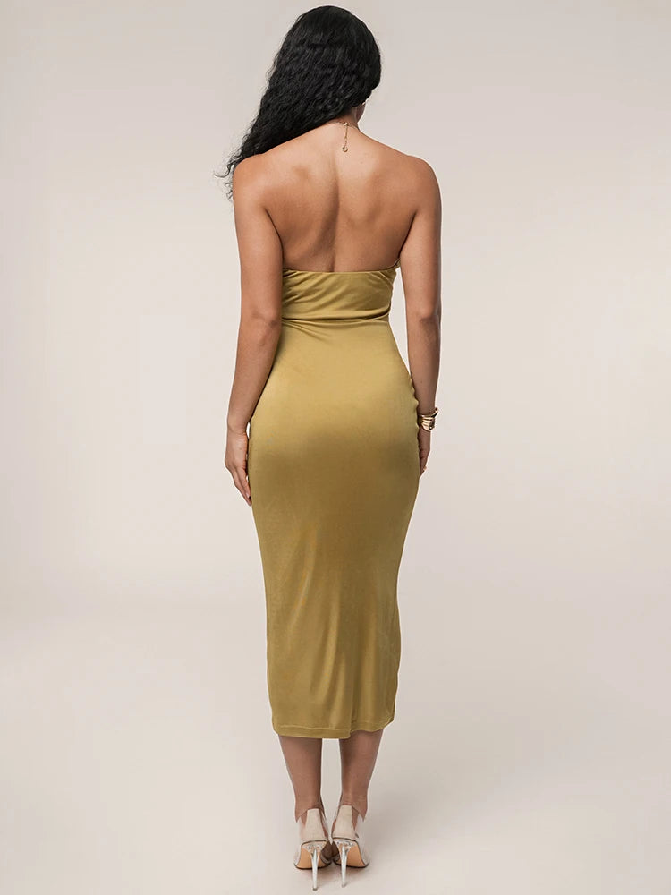 Cutout Off-shoulder Sexy Maxi Dress Women Summer Fashion Strapless Sleeveless Backless Bodycon Club Party Long Dress
