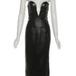 Faux Leather Dress Women Sexy v-Neck Sleeveless Zipper Midnight Fit Fashion Simple Classic Prom Party Coquett Vestidos