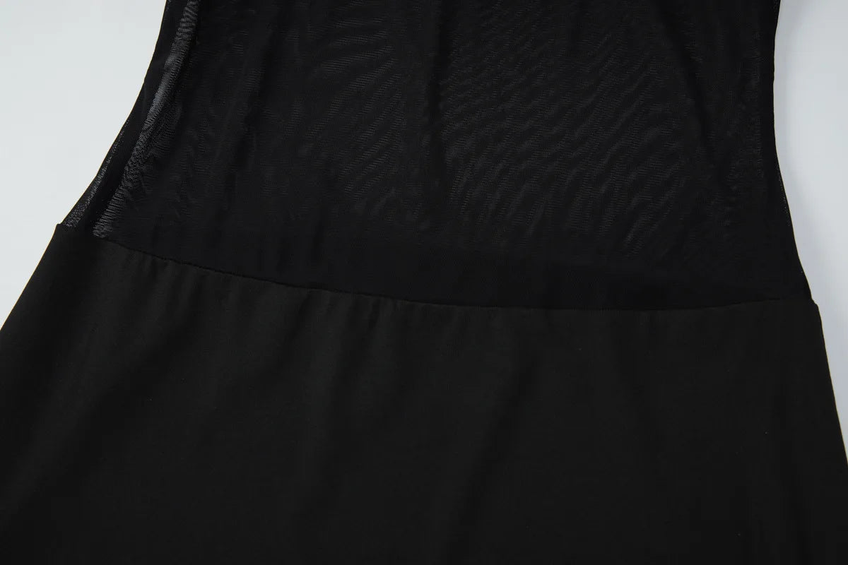 See Through Mesh Black Summer Dresses Sexy Club Wear Off Shoulder Mini Dress 2026 Woman Clothing