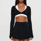 Women's Spring Fall Halter Neck Tops Long Sleeve Contrast Color Slim Fit Fake Two-piece Blouse Tee Sport Yoga Clothes