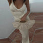 Women Sparkly Two Piece Skirt Outfits Sleeveless Spaghetti Strap Scoop Neck Cami Tops Bodycon Sexy Maxi Skirts