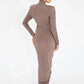 Long Sleeve Ruched Sexy Maxi Dress For Women Autumn Winter New Drawstring Turtleneck Bodycon Sexy Long Dress Elegant