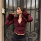 Zip Up Cardigan Long Sleeve Top with Fluffy Faux Fur Collar and Cuffs 2026 Fall Winter T Shirts Woman