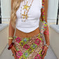 Sequins Sexy Mini Skirt Women Fashion Multicolour Pattern Sparkle High Waist A-line Sexy Beach Club Party Hot Skirts