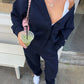 Casual Tracksuits 2Piece Set V-Neck Single Breasted Jacket+Drawstring Pants Matching Simple Streetwear Sporty Outfits