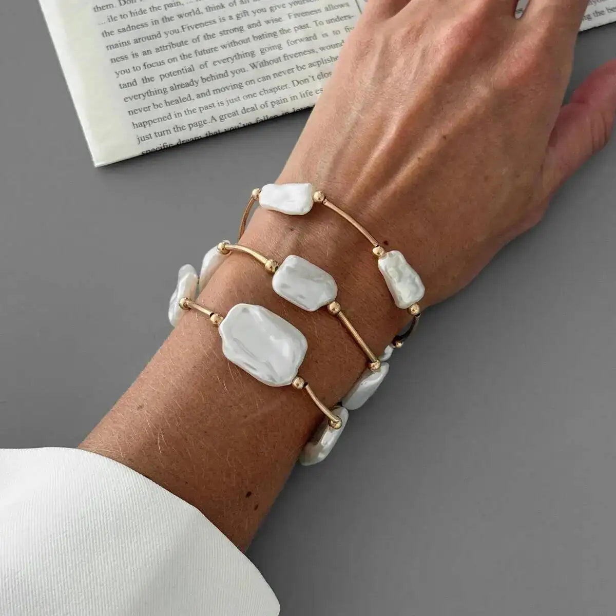 3Pcs/Set Creative Irregular Imitation Pearl Chain Bracelet for Women New Trend Elegant Stackable Bangle Wedding Jewelry