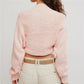 Women Knitted Cropped Bolero Shrug Open Front Long Sleeve Balloon Sleeve Ribbed Trim Short Cardigan Sweet Casual Outerwear Top