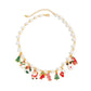 Christmas Imitation Pearls Snowman Tree Elk Pendant Choker Necklace for Women Trendy Metal Chain Jewelry Accessory