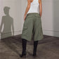 Elastic Drawstring Cargo Bermuda Shorts Women Multi Pocket Loose Wide Leg Knee Length Baggy Capri Culottes Y2KStreetwear