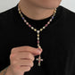 Luxury Colorful Rhinestone Jesus Cross Pendant Necklace Y2K Hip Hop Style Unisex Couple Chokers Fashion Jewelry for Men
